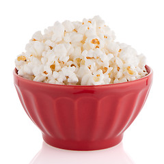 Image showing Popcorn in a red bowl