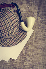 Image showing Sherlock Hat and Tobacco pipe