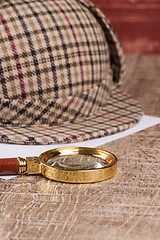 Image showing Sherlock Hat and magnifying glass