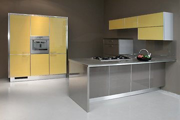 Image showing Yellow kitchen angle