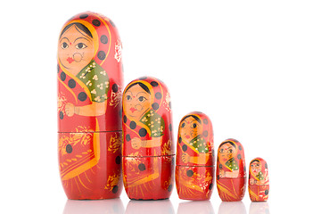 Image showing Five red Babushka