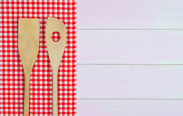 Image showing Kitchenware on red towel