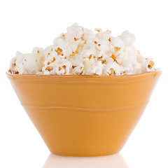 Image showing Popcorn in a orange bowl