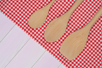 Image showing Kitchenware on red towel