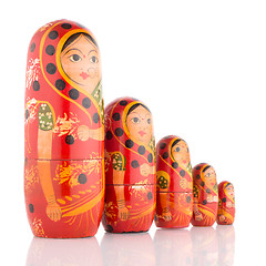 Image showing Five red Babushka