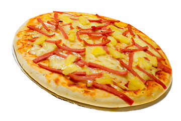 Image showing Ham and pineapple pizza

