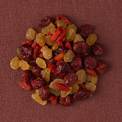 Image showing Circle of mixed dried fruits