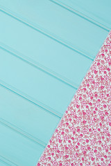 Image showing Pink towel over wooden table