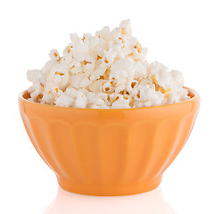 Image showing Popcorn in a orange bowl