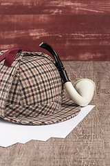 Image showing Sherlock Hat and Tobacco pipe