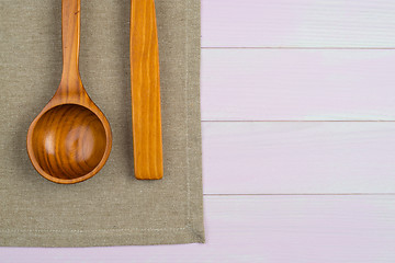 Image showing Kitchenware on beige towel