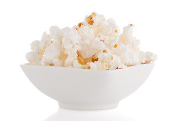 Image showing Popcorn in a white bowl