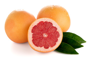 Image showing Ripe cut red grapefruit