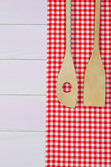 Image showing Kitchenware on red towel