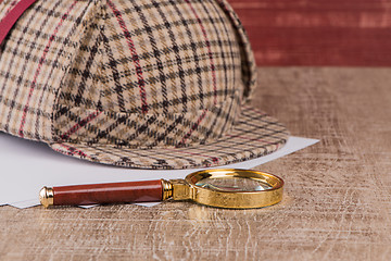 Image showing Sherlock Hat and magnifying glass