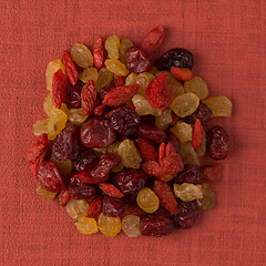 Image showing Circle of mixed dried fruits