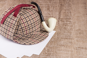 Image showing Sherlock Hat and Tobacco pipe