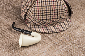 Image showing Sherlock Hat and Tobacco pipe