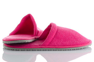 Image showing A pair of pink slippers