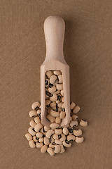 Image showing Wooden scoop with white beans