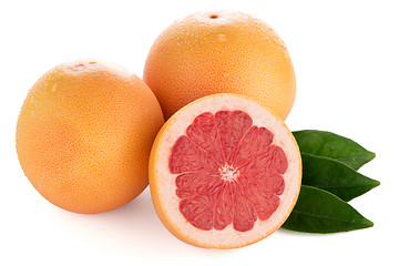 Image showing Ripe cut red grapefruit