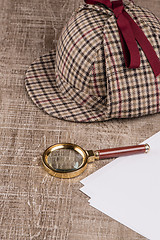 Image showing Sherlock Hat and magnifying glass