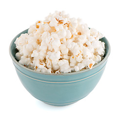 Image showing Popcorn in a blue bowl