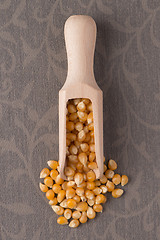 Image showing Wooden scoop with corn