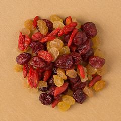 Image showing Circle of mixed dried fruits