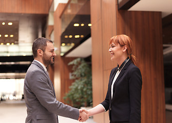 Image showing businesswoman and businessman handshake