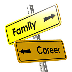 Image showing Family and career word on yellow road sign