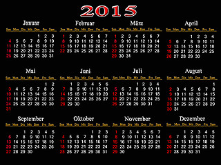 Image showing black calendar for 2015 year