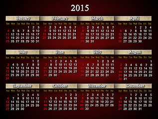 Image showing claret calendar for 2015 year