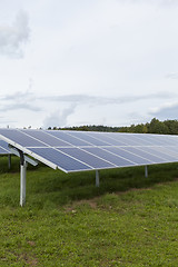 Image showing Field with blue siliciom solar cells alternative energy