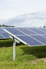 Image showing Field with blue siliciom solar cells alternative energy