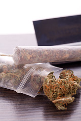 Image showing Dried Cannabis on Rolling Paper with Filter