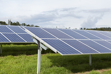 Image showing Field with blue siliciom solar cells alternative energy