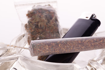 Image showing Close up of marijuana and smoking paraphernalia