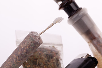 Image showing Close up of marijuana and smoking paraphernalia