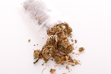 Image showing Close up Dried Marijuana Leaves on the Table