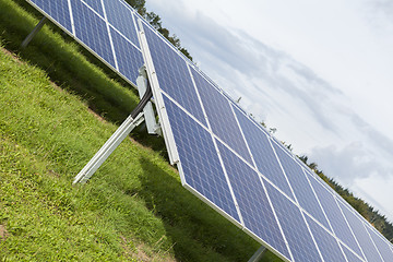 Image showing Field with blue siliciom solar cells alternative energy