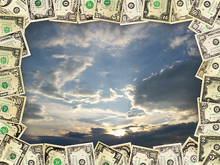 Image showing Frame from the dollars on the blue sky