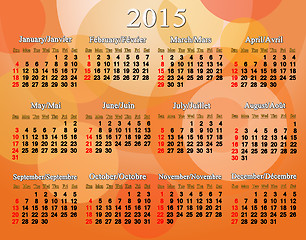 Image showing calendar for 2015 year in English and French