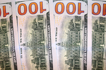 Image showing reverse side of hundred dollar bank notes