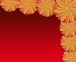 Image showing pattern from brown flowers on red background