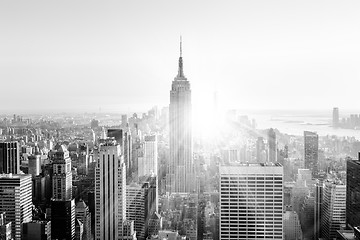 Image showing New York City Manhattan skyline in sunset.