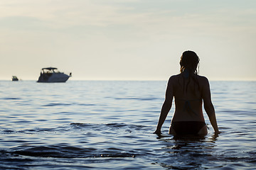 Image showing Woman standing in shoal