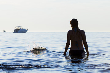 Image showing Woman standing in Adriatic sea