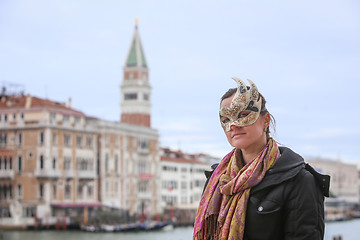 Image showing Woman with carneval mask in Venice