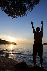 Image showing Man standing on shore